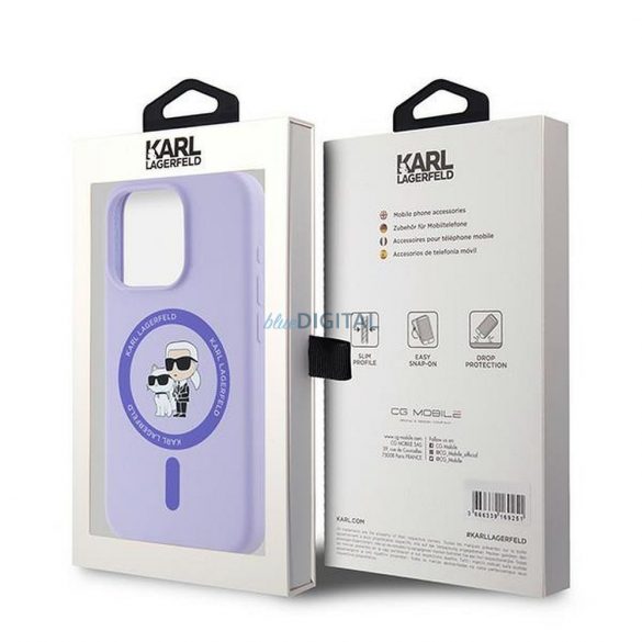 Karl Lagerfeld KLHMP15LSCMKCRHU Silicon KC Body Ring Carcasă compatibilă MagSafe pentru iPhone 15 Pro - violet