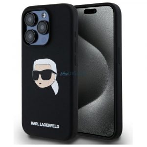 Karl Lagerfeld KLHMP15LSKHPPLK Carcasă din silicon Karl Head compatibilă MagSafe pentru iPhone 15 Pro - negru