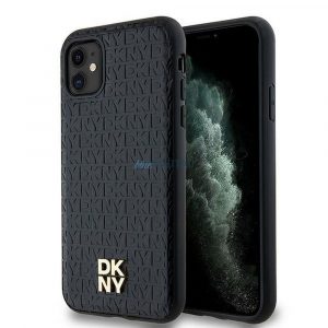 Husă DKNY pentru IPHONE 11 compatibilă cu MagSafe DKHMN61PSHRPSK (DKNY HC MagSafe Pu Repeat Pattern W/Stack Logo) neagră