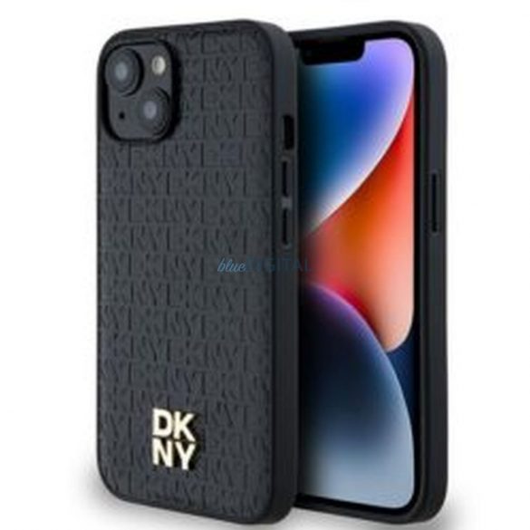 Husă DKNY pentru IPHONE 14 compatibilă cu MagSafe DKHMP14SPSHRPSK (DKNY HC MagSafe Pu Repeat Pattern W/Stack Logo) neagră