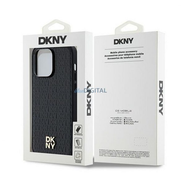 Husă DKNY pentru IPHONE 14 Pro Max compatibilă cu MagSafe DKHMP14XPSHRPSK (DKNY HC MagSafe Pu Repeat Pattern W/Stack Logo) neagră