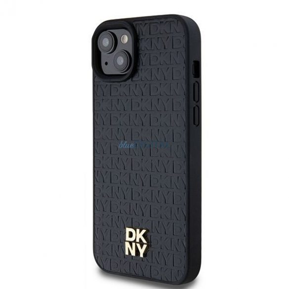 Husă DKNY pentru IPHONE 15 compatibilă cu MagSafe DKHMP15SPSHRPSK (DKNY HC MagSafe Pu Repeat Pattern W/Stack Logo) neagră