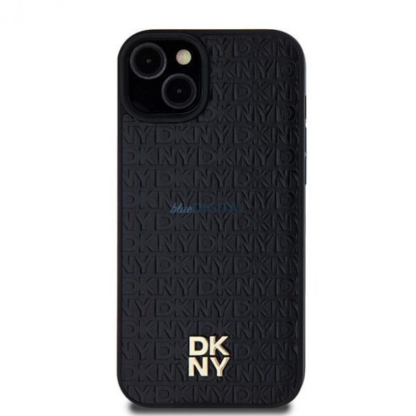 Husă DKNY pentru IPHONE 15 compatibilă cu MagSafe DKHMP15SPSHRPSK (DKNY HC MagSafe Pu Repeat Pattern W/Stack Logo) neagră