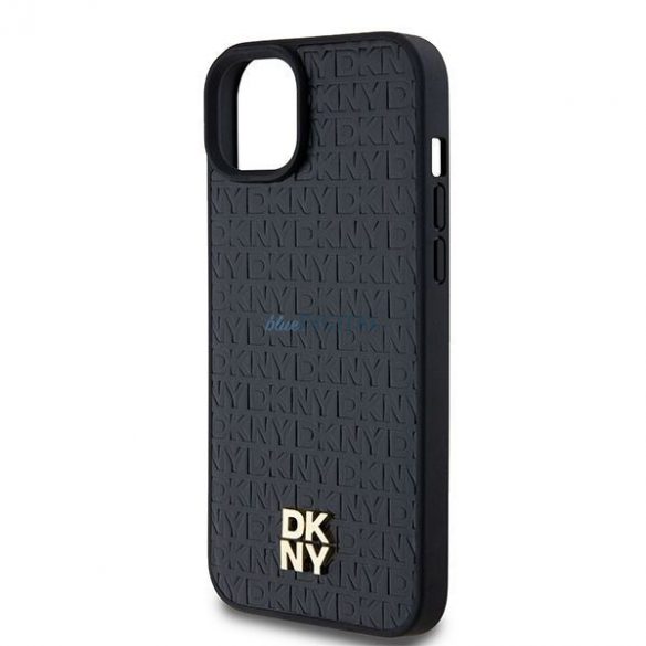 Husă DKNY pentru IPHONE 15 compatibilă cu MagSafe DKHMP15SPSHRPSK (DKNY HC MagSafe Pu Repeat Pattern W/Stack Logo) neagră