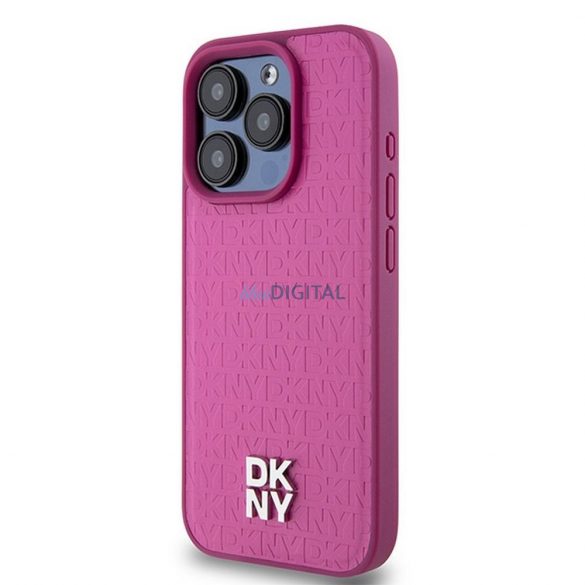 Husă DKNY pentru IPHONE 15 Pro compatibilă cu MagSafe DKHMP15LPSHRPSP (DKNY HC MagSafe Pu Repeat Pattern W/Stack Logo) roz