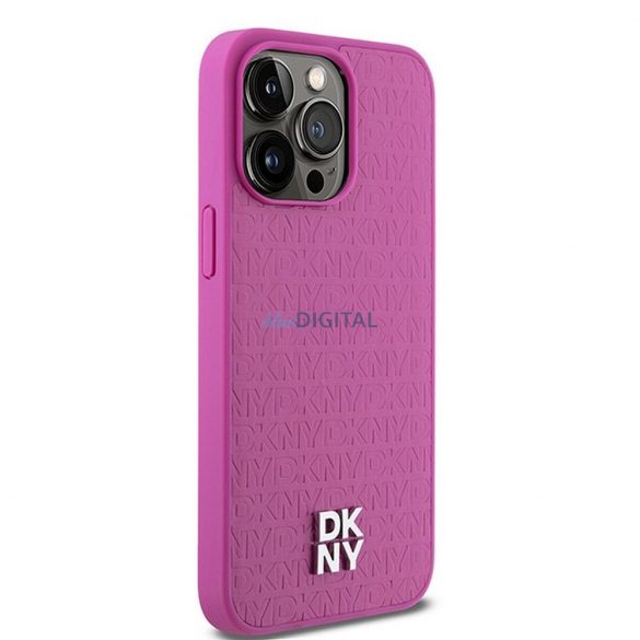 Husă DKNY pentru IPHONE 15 Pro Max compatibilă cu MagSafe DKHMP15XPSHRPSP (DKNY HC MagSafe Pu Repeat Pattern W/Stack Logo) roz