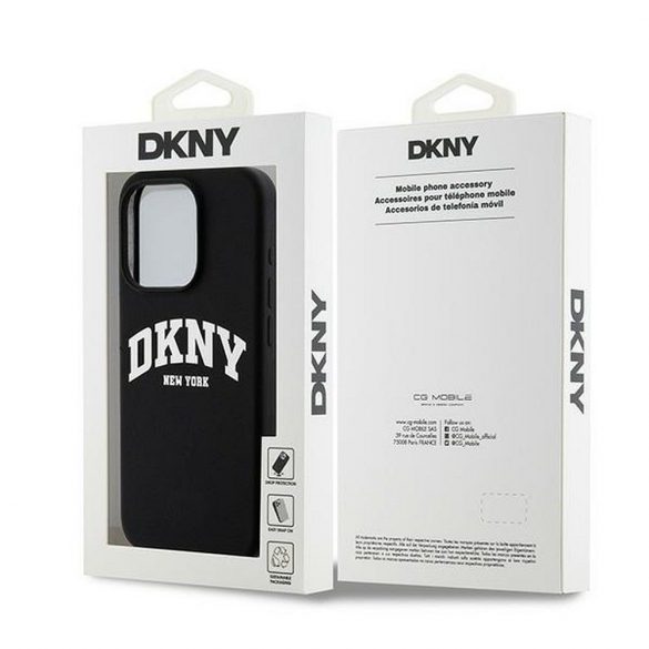 Husă DKNY pentru IPHONE 13 Pro compatibilă cu MagSafe DKHMP13LSNYACH (DKNY HC MagSafe silicon cu logo-ul alb) neagră