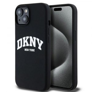 Husă DKNY pentru IPHONE 14 compatibilă cu MagSafe DKHMP14SSNYACH (DKNY HC MagSafe Silicone W/White Arch Logo) neagră