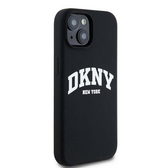 Husă DKNY pentru IPHONE 14 compatibilă cu MagSafe DKHMP14SSNYACH (DKNY HC MagSafe Silicone W/White Arch Logo) neagră