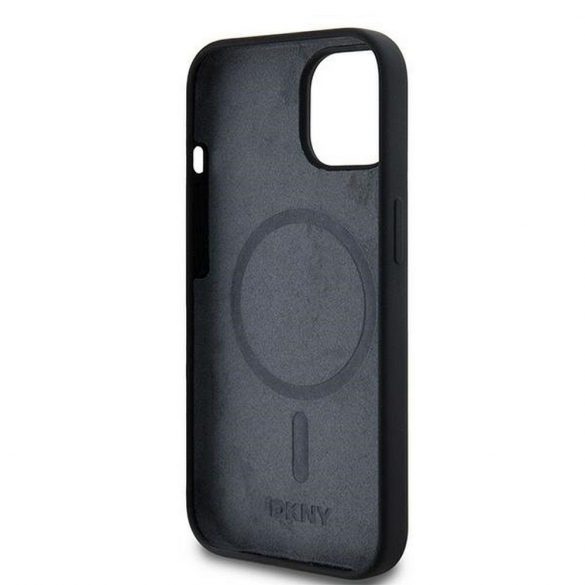 Husă DKNY pentru IPHONE 14 compatibilă cu MagSafe DKHMP14SSNYACH (DKNY HC MagSafe Silicone W/White Arch Logo) neagră