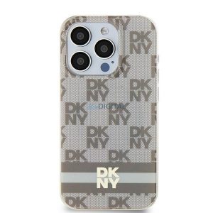 Husă DKNY pentru IPHONE 11 compatibilă cu MagSafe DKHMN61HCPTSE (DKNY HC MagSafe PC TPU model în carouri cu dungi imprimate) bej