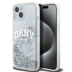 Husă DKNY pentru IPHONE 15 DKHCP15SLBNAET (DKNY HC Liquid Glitters W/Arch Logo) albă