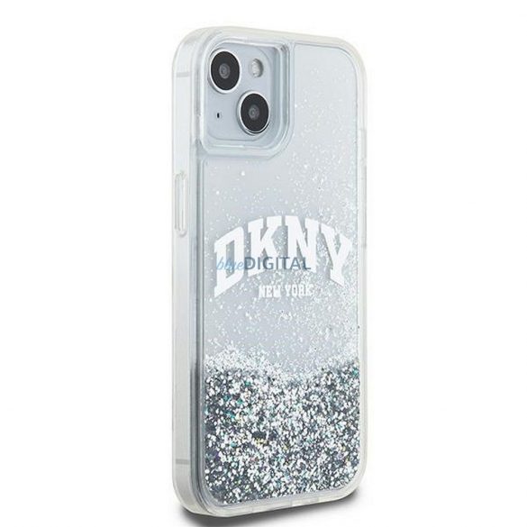 Husă DKNY pentru IPHONE 15 DKHCP15SLBNAET (DKNY HC Liquid Glitters W/Arch Logo) albă