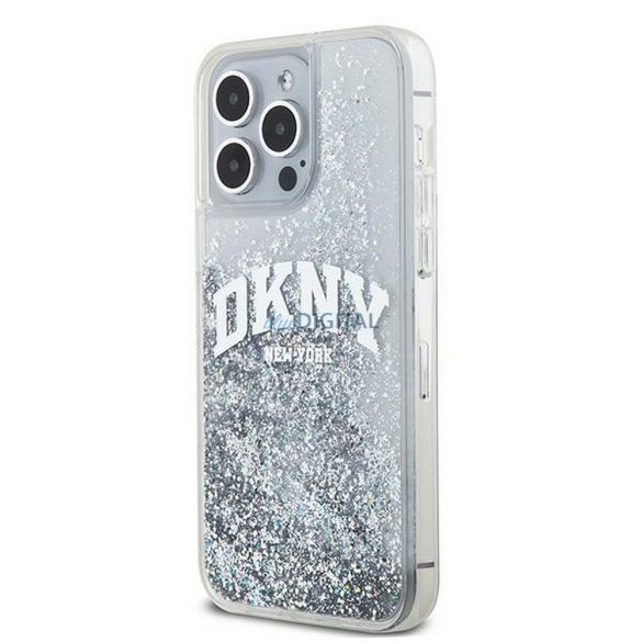 Husă DKNY pentru IPHONE 15 Pro DKHCP15LLBNAET (DKNY HC Liquid Glitters W/Arch Logo) albă