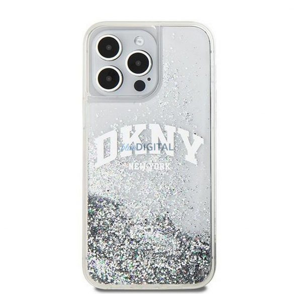 Husă DKNY pentru IPHONE 15 Pro DKHCP15LLBNAET (DKNY HC Liquid Glitters W/Arch Logo) albă