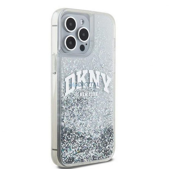 Husă DKNY pentru IPHONE 15 Pro DKHCP15LLBNAET (DKNY HC Liquid Glitters W/Arch Logo) albă