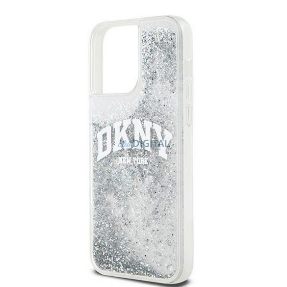 Husă DKNY pentru IPHONE 15 Pro DKHCP15LLBNAET (DKNY HC Liquid Glitters W/Arch Logo) albă