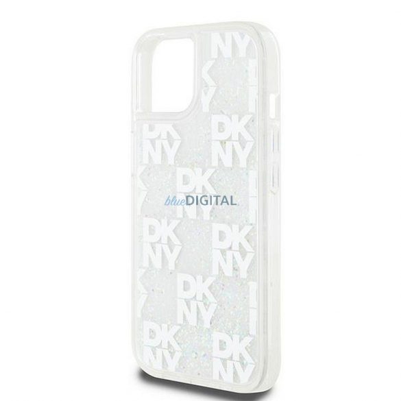 Husă DKNY pentru IPHONE 15 DKHCP15SLCPEPT (DKNY HC Liquid Glitters W/Checkered Pattern) albă