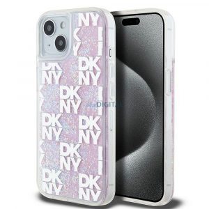 Husă DKNY pentru IPHONE 15 DKHCP15SLCPEPP (DKNY HC Liquid Glitters W/Checkered Pattern) roz