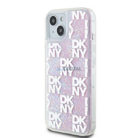 Husă DKNY pentru IPHONE 15 DKHCP15SLCPEPP (DKNY HC Liquid Glitters W/Checkered Pattern) roz