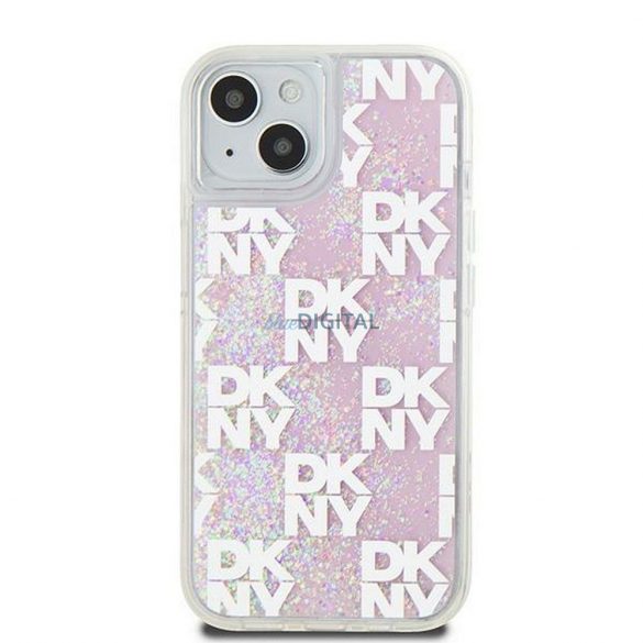 Husă DKNY pentru IPHONE 15 DKHCP15SLCPEPP (DKNY HC Liquid Glitters W/Checkered Pattern) roz