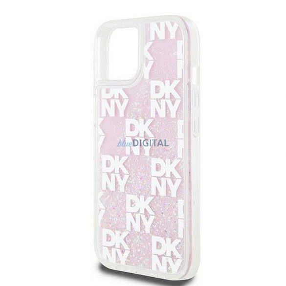 Husă DKNY pentru IPHONE 15 DKHCP15SLCPEPP (DKNY HC Liquid Glitters W/Checkered Pattern) roz