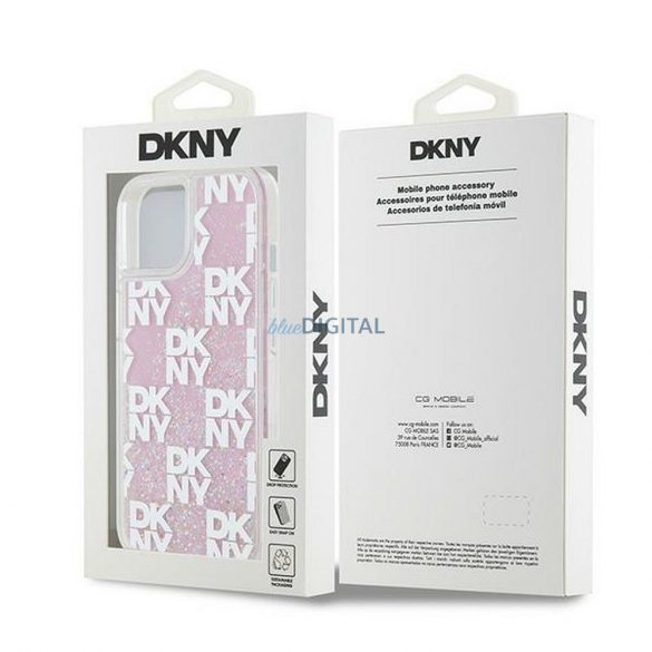 Husă DKNY pentru IPHONE 15 DKHCP15SLCPEPP (DKNY HC Liquid Glitters W/Checkered Pattern) roz