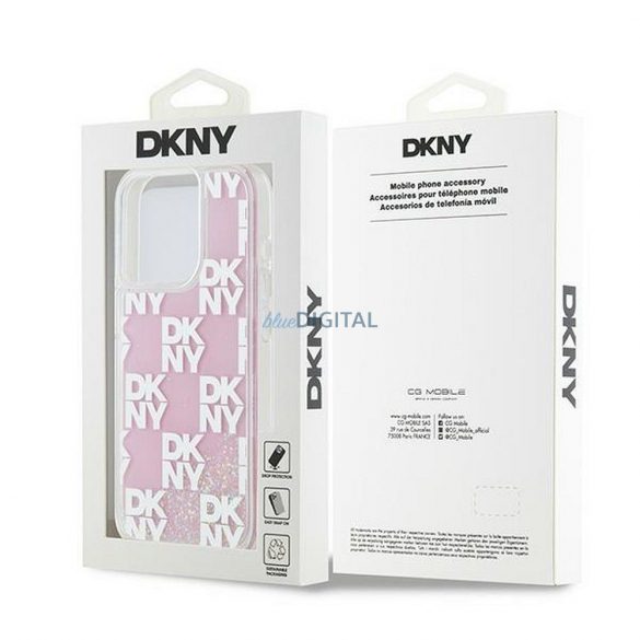 Husă DKNY pentru IPHONE 15 Pro DKHCP15LLCPEPP (DKNY HC Liquid Glitters W/Checkered Pattern) roz