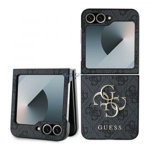 Guess GUHCZF64GMGGR 4G Piele Metal Logo Caz Samsung Galaxy Z Flip6 - negru