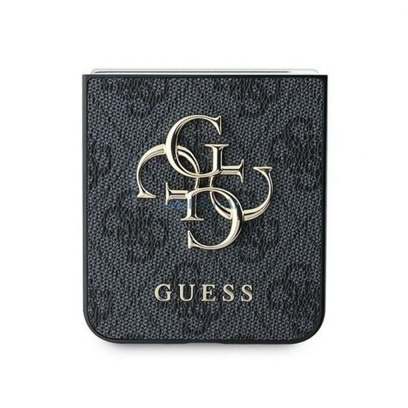 Guess GUHCZF64GMGGR 4G Piele Metal Logo Caz Samsung Galaxy Z Flip6 - negru