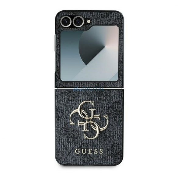 Guess GUHCZF64GMGGR 4G Piele Metal Logo Caz Samsung Galaxy Z Flip6 - negru