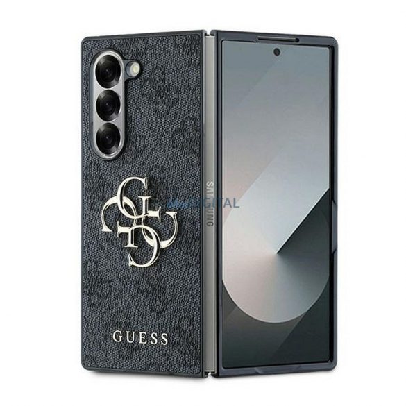 Guess GUHCZFD64GMGGR 4G Piele Metal Logo Caz Samsung Galaxy Z Fold6 - negru