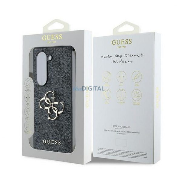 Guess GUHCZFD64GMGGR 4G Piele Metal Logo Caz Samsung Galaxy Z Fold6 - negru