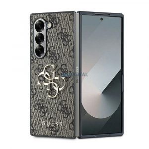 Guess GUHCZFD64GMGBR 4G Piele Metal Logo Caz Samsung Galaxy Z Fold6 - maro