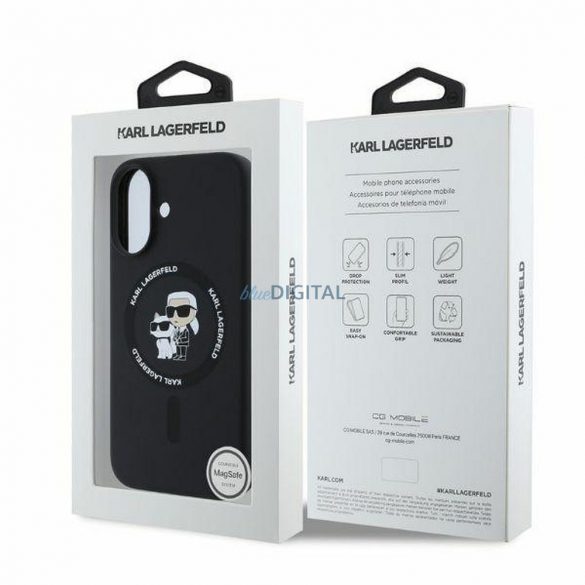 Karl Lagerfeld KLHMP16SSCMCMKCRHK Silicon KC Body Ring Carcasă compatibilă MagSafe pentru iPhone 16 - negru