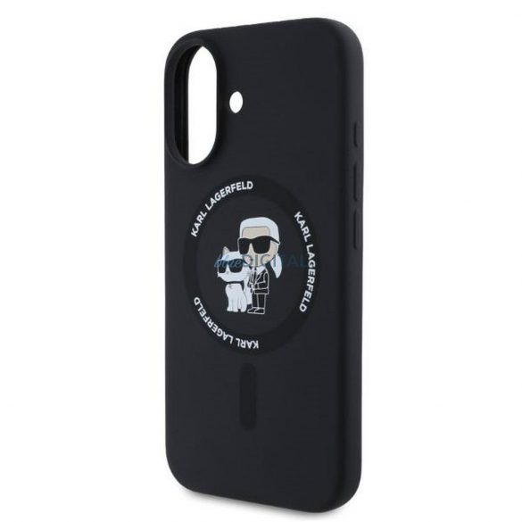 Karl Lagerfeld KLHMP16SSCMCMKCRHK Silicon KC Body Ring Carcasă compatibilă MagSafe pentru iPhone 16 - negru