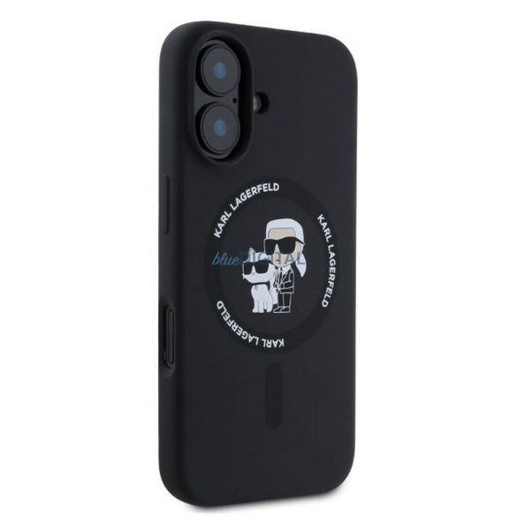 Karl Lagerfeld KLHMP16SSCMCMKCRHK Silicon KC Body Ring Carcasă compatibilă MagSafe pentru iPhone 16 - negru