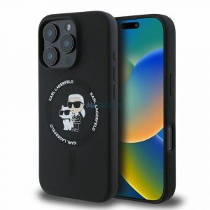 Karl Lagerfeld KLHMP16LSCMKCRHK Silicon KC Body Ring Carcasă compatibilă MagSafe pentru iPhone 16 Pro - negru