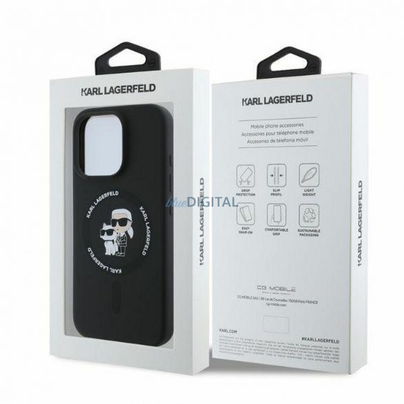 Karl Lagerfeld KLHMP16LSCMKCRHK Silicon KC Body Ring Carcasă compatibilă MagSafe pentru iPhone 16 Pro - negru