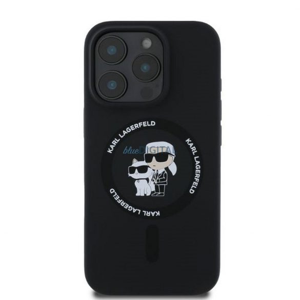 Karl Lagerfeld KLHMP16LSCMKCRHK Silicon KC Body Ring Carcasă compatibilă MagSafe pentru iPhone 16 Pro - negru