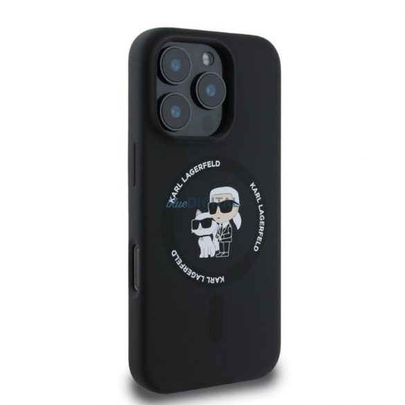 Karl Lagerfeld KLHMP16XSCMKCRHK Silicon KC Body Ring Carcasă compatibilă MagSafe pentru iPhone 16 Pro Max - negru