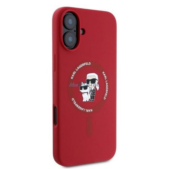 Karl Lagerfeld KLHMP16SSCMKCRHR Silicon KC Body Ring Carcasă compatibilă MagSafe pentru iPhone 16 - roșu