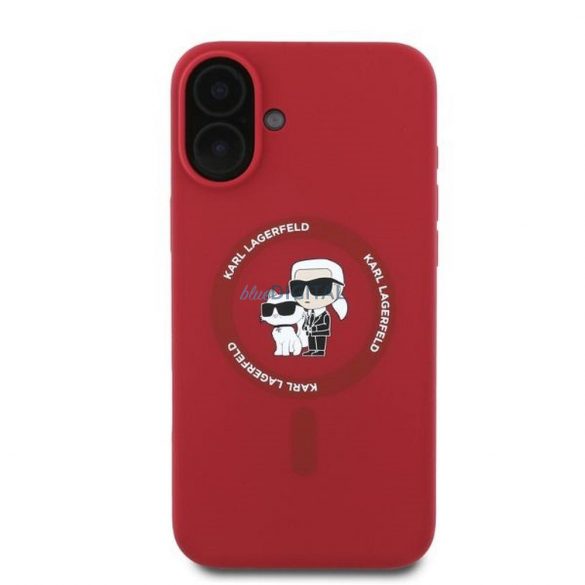 Karl Lagerfeld KLHMP16SSCMKCRHR Silicon KC Body Ring Carcasă compatibilă MagSafe pentru iPhone 16 - roșu