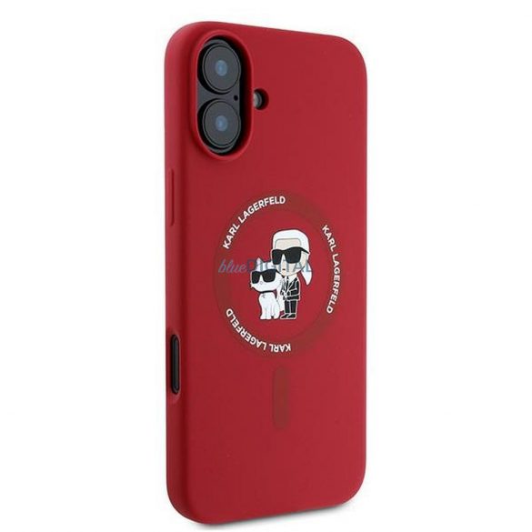 Karl Lagerfeld KLHMP16MSCMKCRHR Silicon KC Body Ring Carcasă compatibilă MagSafe pentru iPhone 16 Plus - roșu