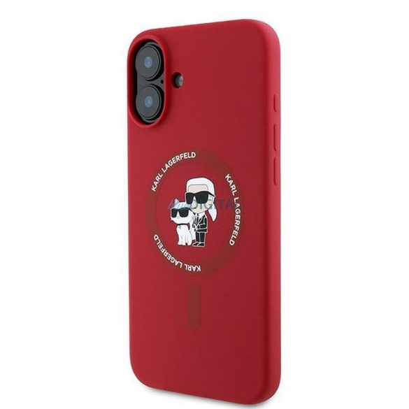 Karl Lagerfeld KLHMP16MSCMKCRHR Silicon KC Body Ring Carcasă compatibilă MagSafe pentru iPhone 16 Plus - roșu