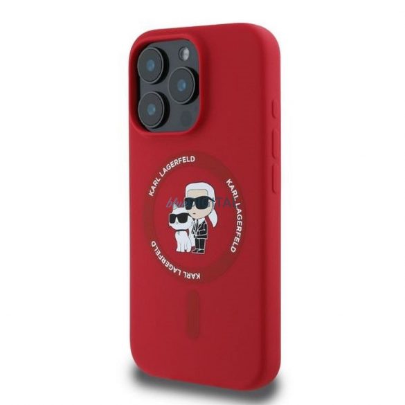 Karl Lagerfeld KLHMP16XSCMKCRHR Silicon KC Body Ring Carcasă compatibilă MagSafe pentru iPhone 16 Pro Max - roșu