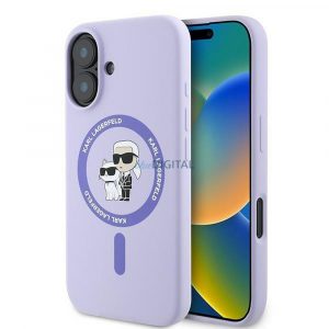 Karl Lagerfeld KLHMP16MSCMKCRHU Silicon KC Body Ring Carcasă compatibilă MagSafe pentru iPhone 16 Plus - violet