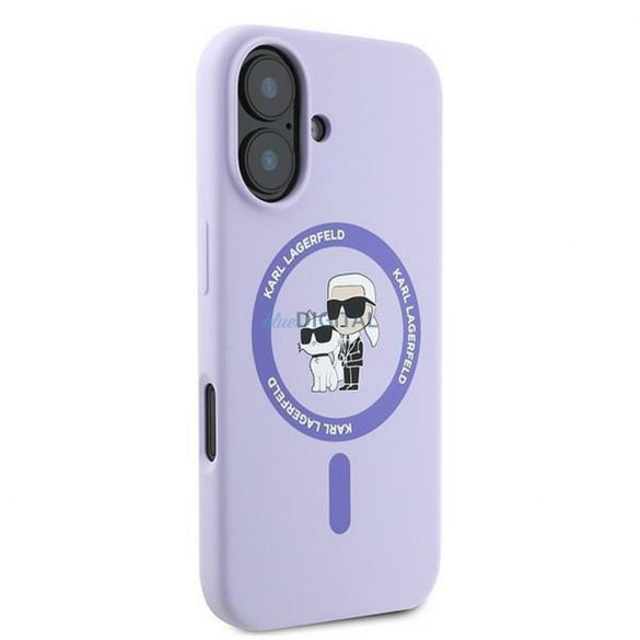 Karl Lagerfeld KLHMP16MSCMKCRHU Silicon KC Body Ring Carcasă compatibilă MagSafe pentru iPhone 16 Plus - violet