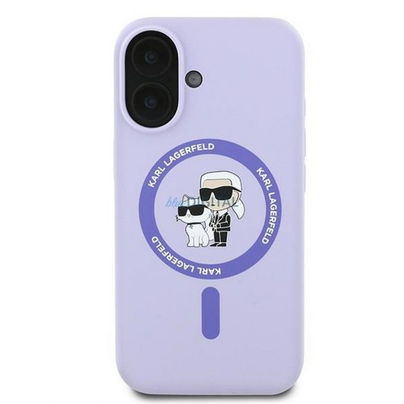 Karl Lagerfeld KLHMP16MSCMKCRHU Silicon KC Body Ring Carcasă compatibilă MagSafe pentru iPhone 16 Plus - violet