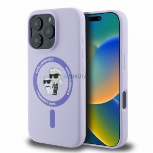 Karl Lagerfeld KLHMP16XSCMKCRHU Silicon KC Body Ring MagSafe caz compatibil pentru iPhone 16 Pro Max - violet